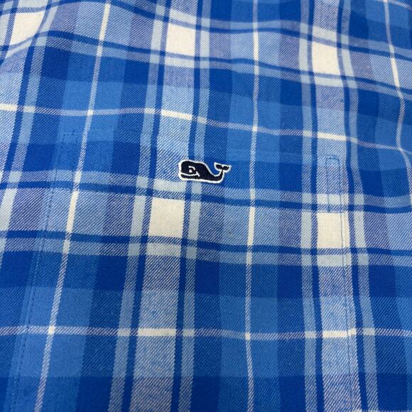 Vineyard Vines Performance XL Blue Plaid Long Sleeve Button Up L/S Flannel Shirt - Picture 3 of 6